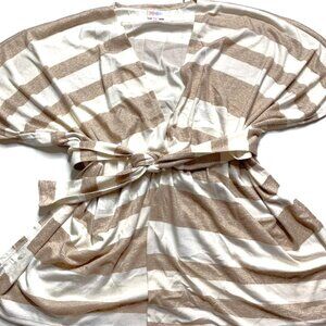 NEW NWT Tags Lularoe Savannah Soft Knit Belted Kaftan Cream Striped Tan Beige